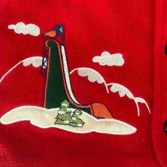 Fleece Christmas Winter Vest Boy size 2T Embroidered Teddy Bears Skiing Snow - Picture 3 of 8